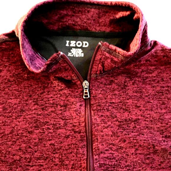 Men's IZOD Quarter Zip Maroon Men's Pullover XL - Picture 2 of 3